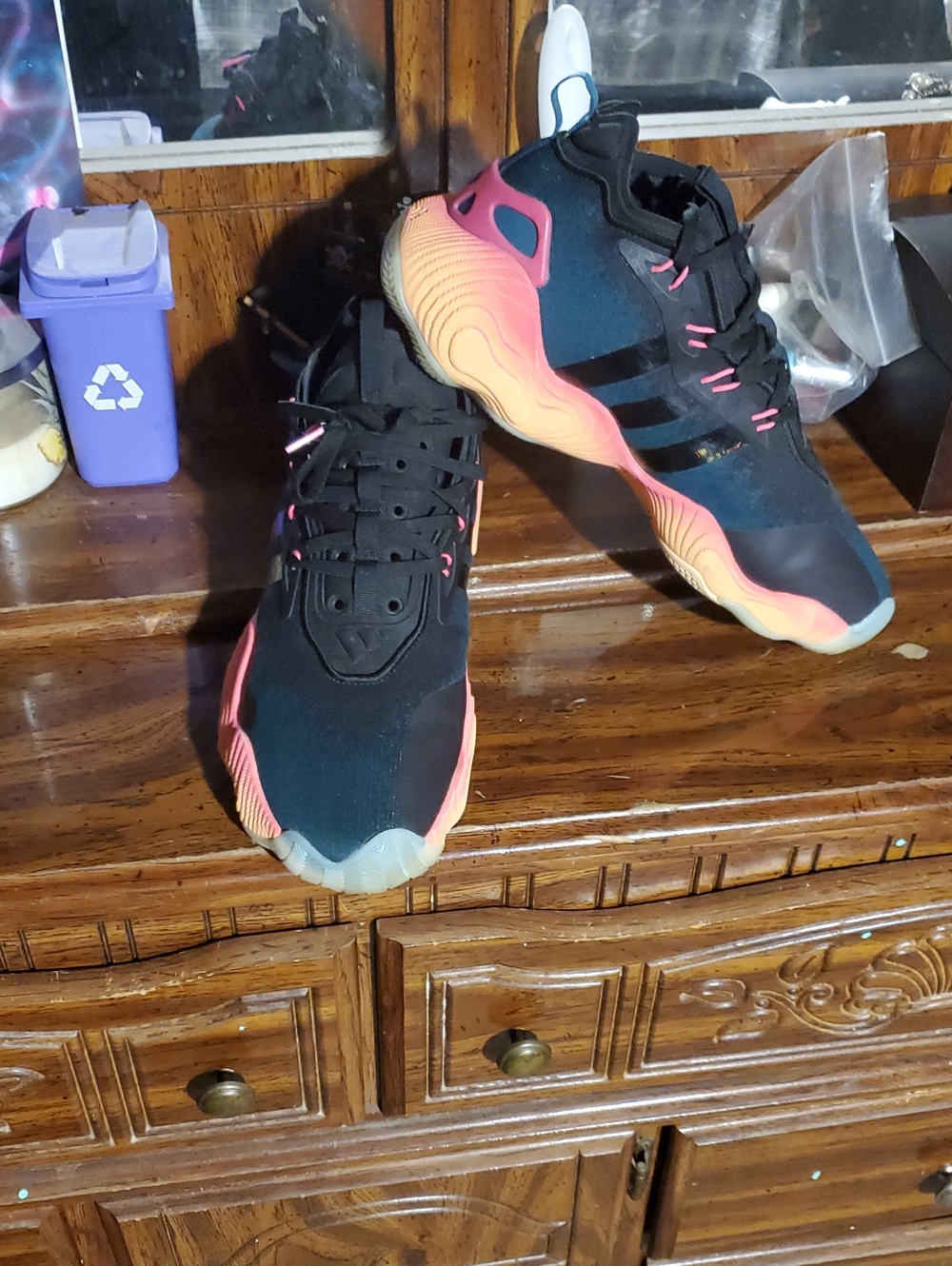 adidas Men’s Black Athletic Sneakers with Coral-Orange Gradient